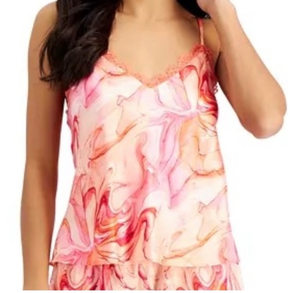 NWT INC International Concepsts 2pc Lace-Trim Cami Shorts Loungewear Pajama Set - Picture 2 of 12